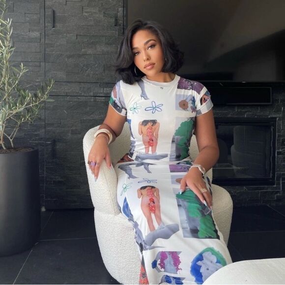 WITH JEAN Artwork Print Morph Maxi Dress in Floral Mimicry Size XXS - Picture 5 of 11